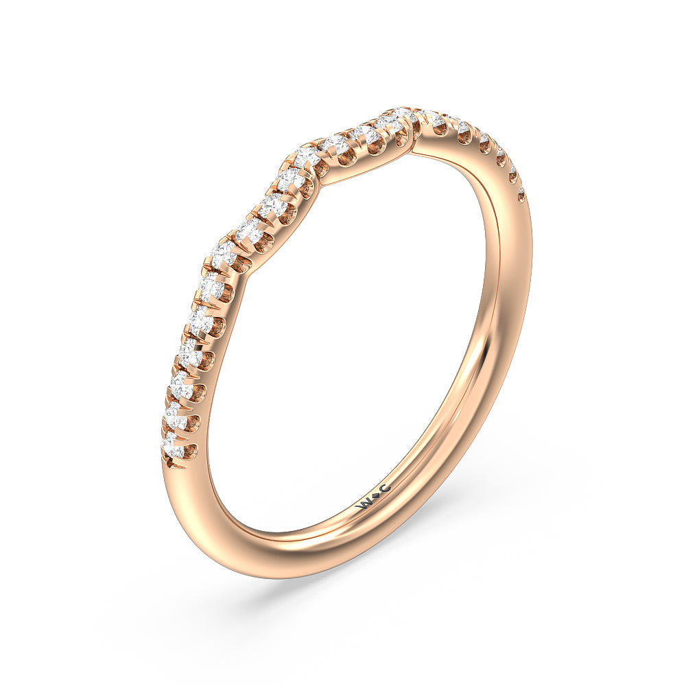 Vintage Six Prong Side Stone Diamond Wedding Band with 18KT Rose Gold Cut Diamond in 14KT Rose Gold view 4
