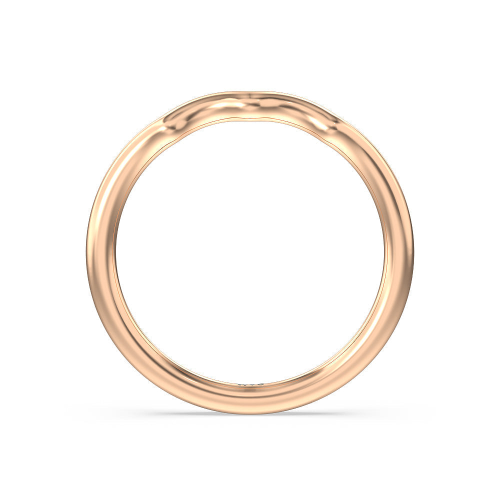 Vintage Six Prong Side Stone Wedding Band with 18KT Rose Gold Cut Diamond in 14KT Rose Gold view 2
