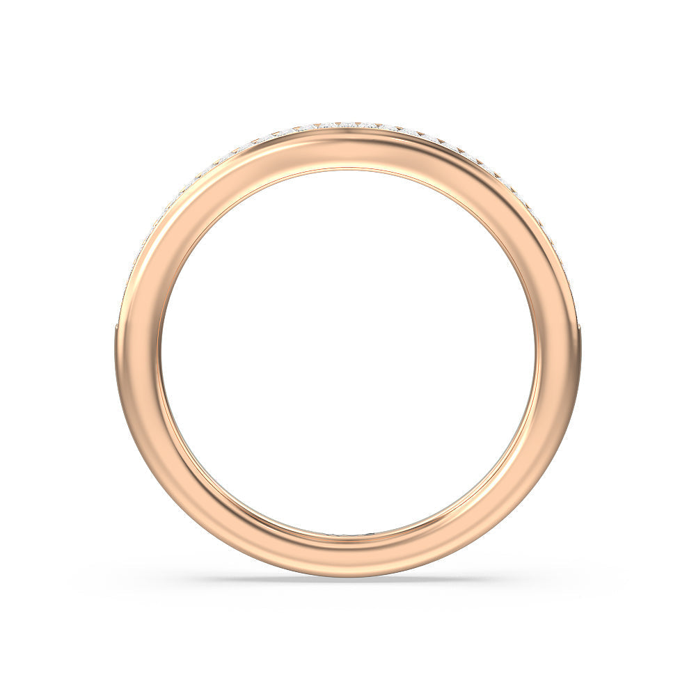Elegant Channel Set Baguette Diamond Wedding Band with 18KT Rose Gold Cut Diamond in 14KT Rose Gold view 2
