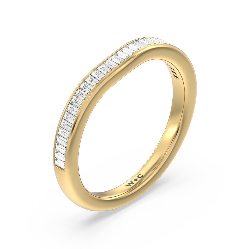 Elegant Channel Set Baguette Diamond Wedding Band with 18KT Yellow Gold Cut Diamond in 14KT Yellow Gold view 4
