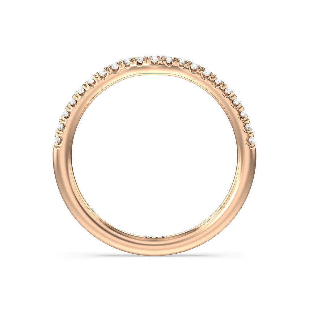 Milgrain Filigree Solitaire Diamond Wedding Band with 18KT Rose Gold Cut Diamond in 14KT Rose Gold view 2
