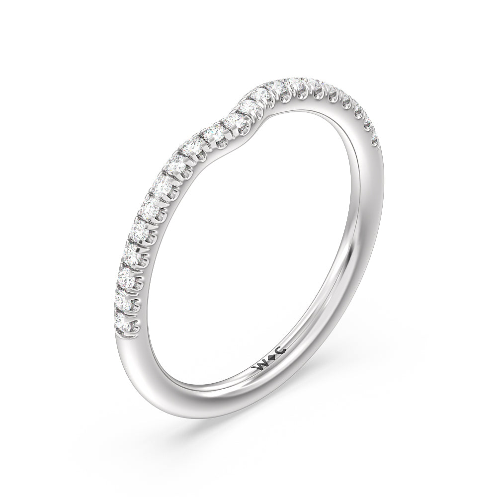 Milgrain Filigree Solitaire Diamond Wedding Band with Platinum Cut Diamond in 14KT Platinum view 4
