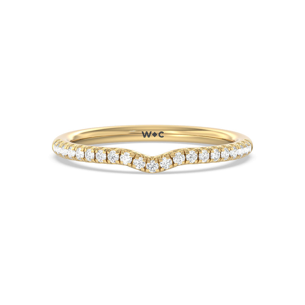 Milgrain Filigree Solitaire Diamond Wedding Band with 18KT Yellow Gold Cut Diamond in 14KT Yellow Gold view 1
