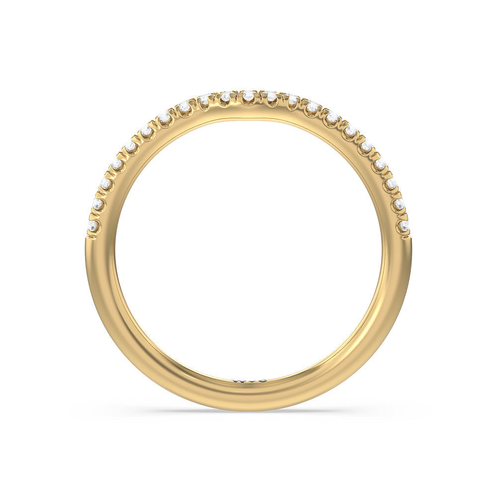Milgrain Filigree Solitaire Diamond Wedding Band with 18KT Yellow Gold Cut Diamond in 14KT Yellow Gold view 2
