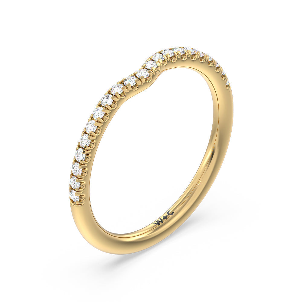 Milgrain Filigree Solitaire Diamond Wedding Band with 18KT Yellow Gold Cut Diamond in 14KT Yellow Gold view 4
