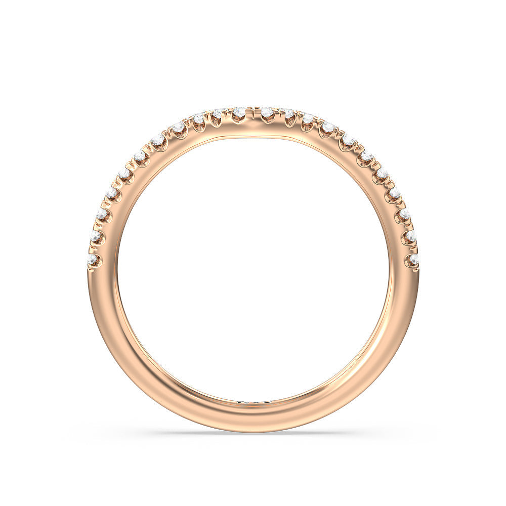 Grooved Taper Cathedral Solitaire Diamond Wedding Band with 18KT Rose Gold Cut Diamond in 14KT Rose Gold view 2
