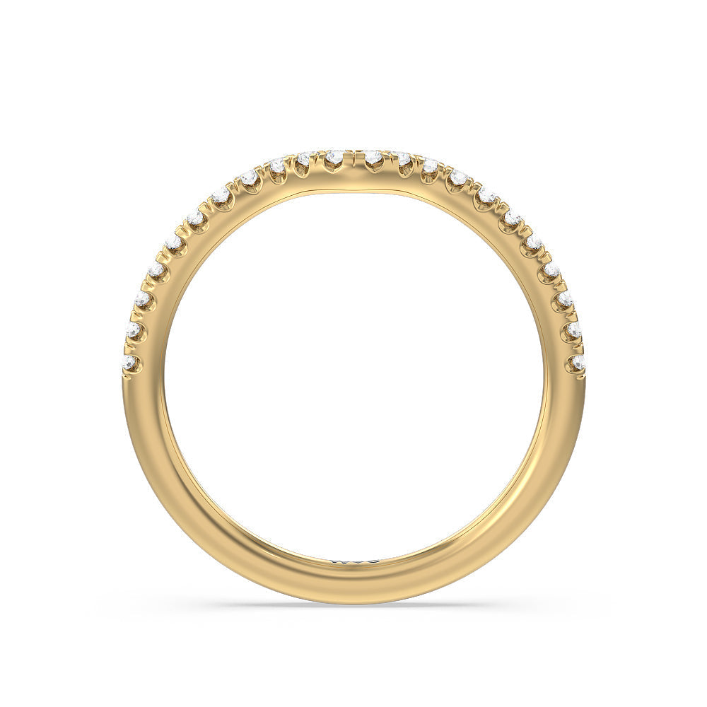 Grooved Taper Cathedral Solitaire Diamond Wedding Band with 18KT Yellow Gold Cut Diamond in 14KT Yellow Gold view 2
