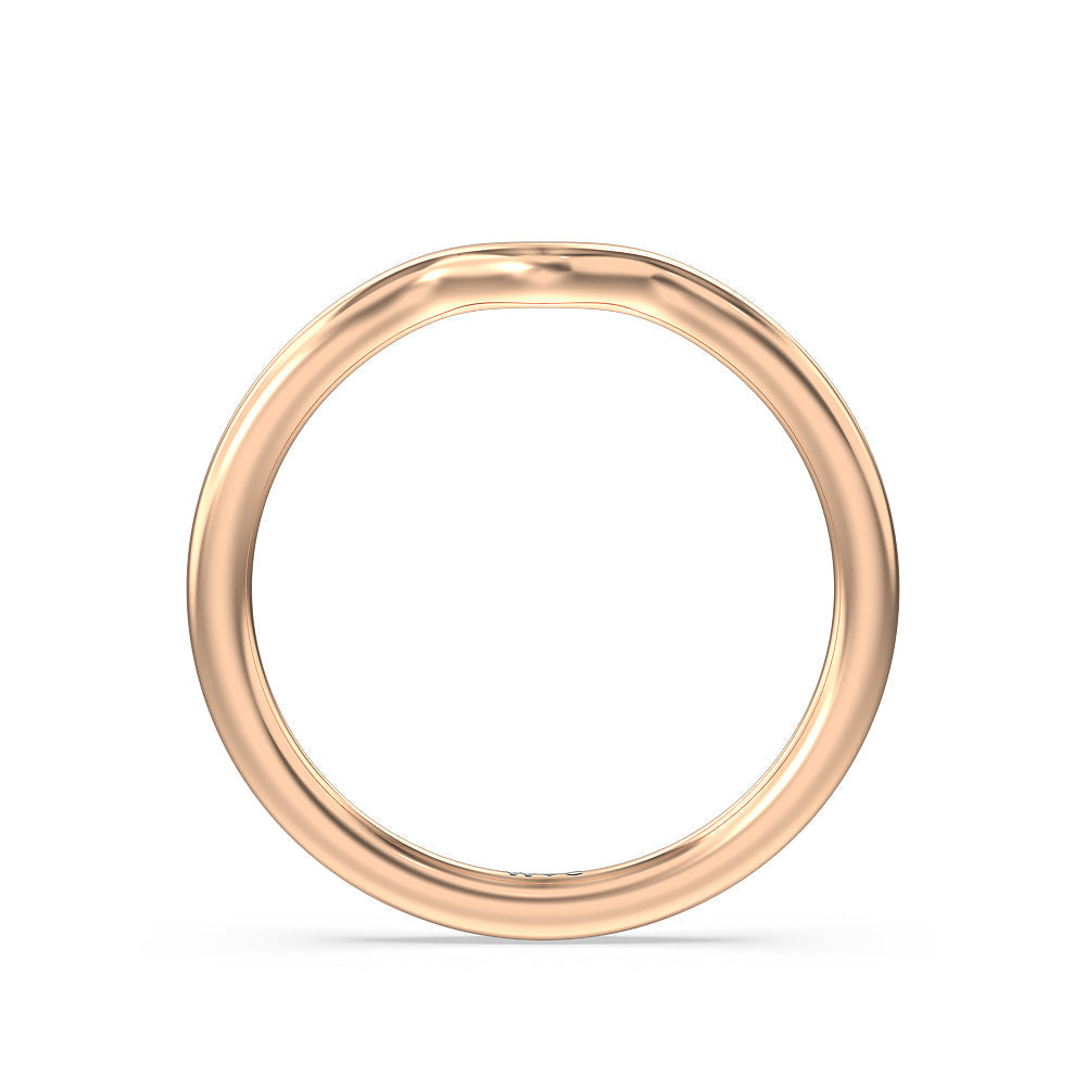 Grooved Taper Cathedral Solitaire Wedding Band with 18KT Rose Gold Cut Diamond in 14KT Rose Gold view 2
