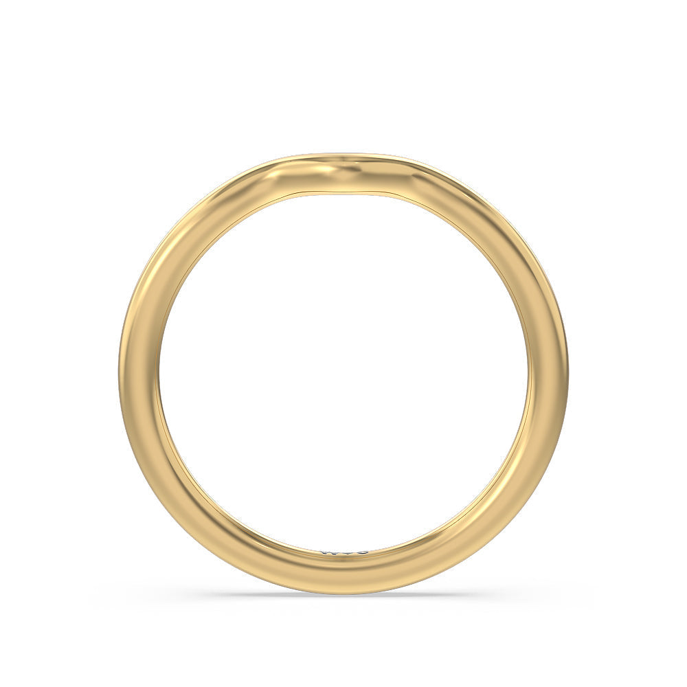 Grooved Taper Cathedral Solitaire Wedding Band with 18KT Yellow Gold Cut Diamond in 14KT Yellow Gold view 2
