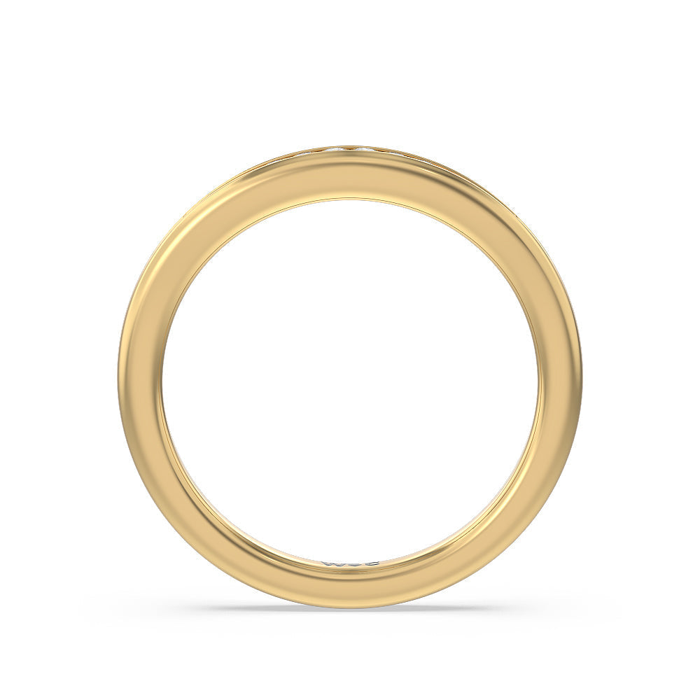 Petite Channel Set Solitaire Diamond Wedding Band with 18KT Yellow Gold Cut Diamond in 14KT Yellow Gold view 2
