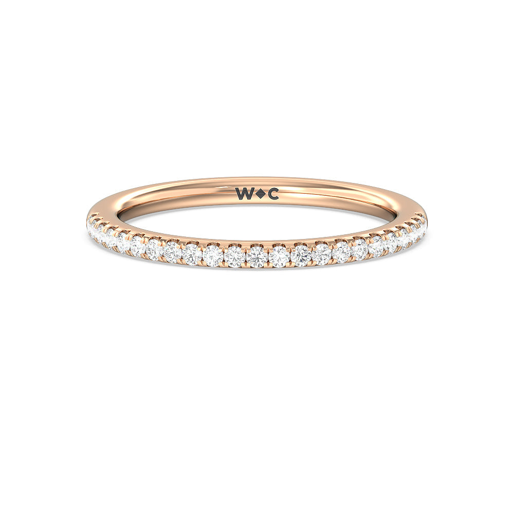 Marquise Hidden Halo Diamond Wedding Band with 18KT Rose Gold Cut Diamond in 14KT Rose Gold view 1
