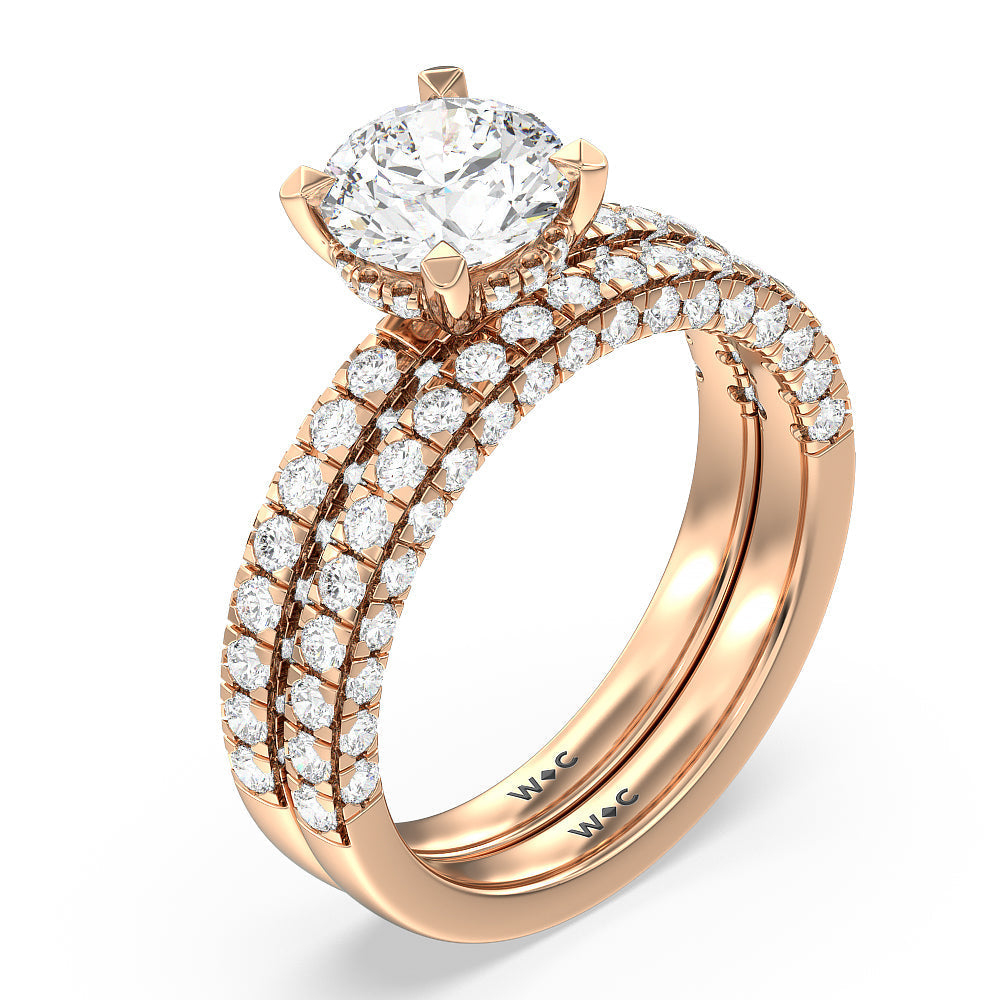 Aura Hidden Accent Solitaire Diamond Wedding Band with 18KT Rose Gold Cut Diamond in 14KT Rose Gold view 3
