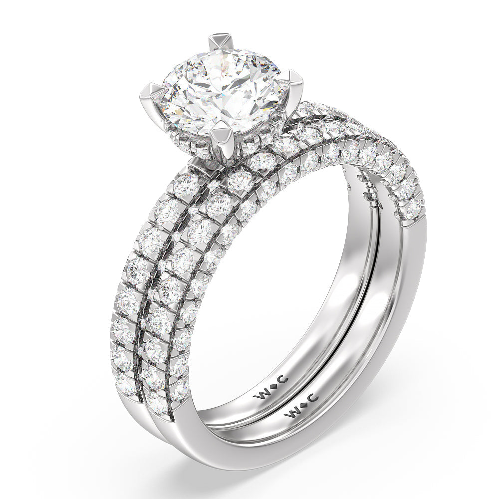 Aura Hidden Accent Solitaire Diamond Wedding Band with Platinum Cut Diamond in 14KT Platinum view 3
