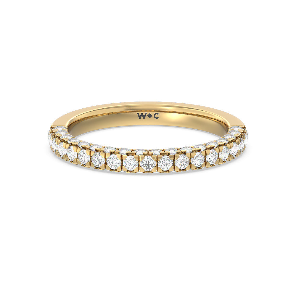 Aura Hidden Accent Solitaire Diamond Wedding Band with 18KT Yellow Gold Cut Diamond in 14KT Yellow Gold view 1
