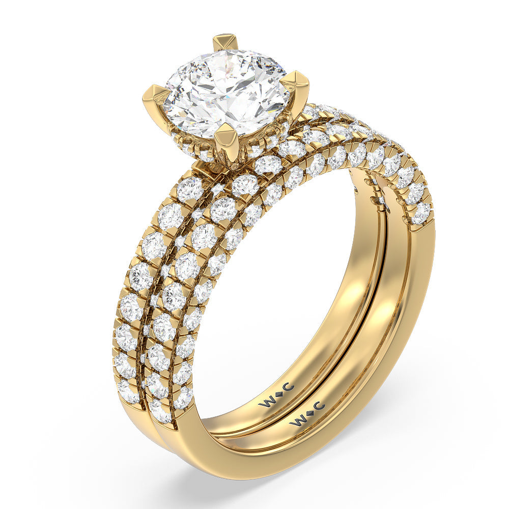 Aura Hidden Accent Solitaire Diamond Wedding Band with 18KT Yellow Gold Cut Diamond in 14KT Yellow Gold view 3
