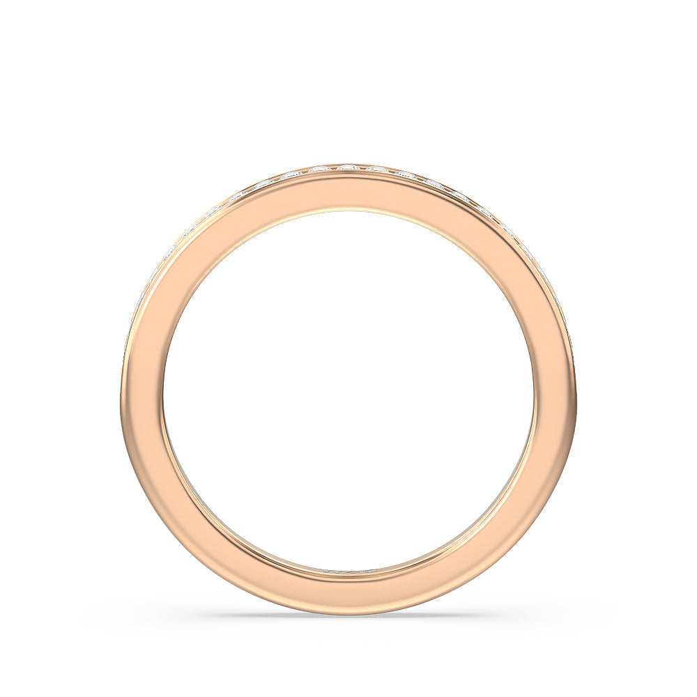 Channel Set Kite Basket Cathedral Solitaire Diamond Wedding Band with 18KT Rose Gold Cut Diamond in 14KT Rose Gold view 2
