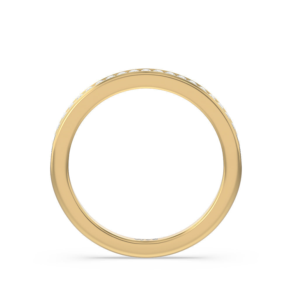Channel Set Kite Basket Cathedral Solitaire Diamond Wedding Band with 18KT Yellow Gold Cut Diamond in 14KT Yellow Gold view 2
