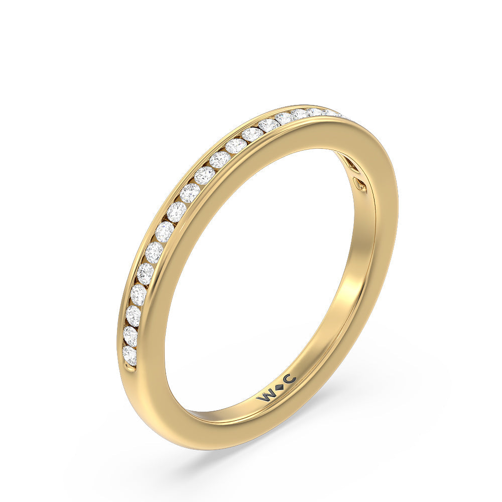 Channel Set Kite Basket Cathedral Solitaire Diamond Wedding Band with 18KT Yellow Gold Cut Diamond in 14KT Yellow Gold view 4
