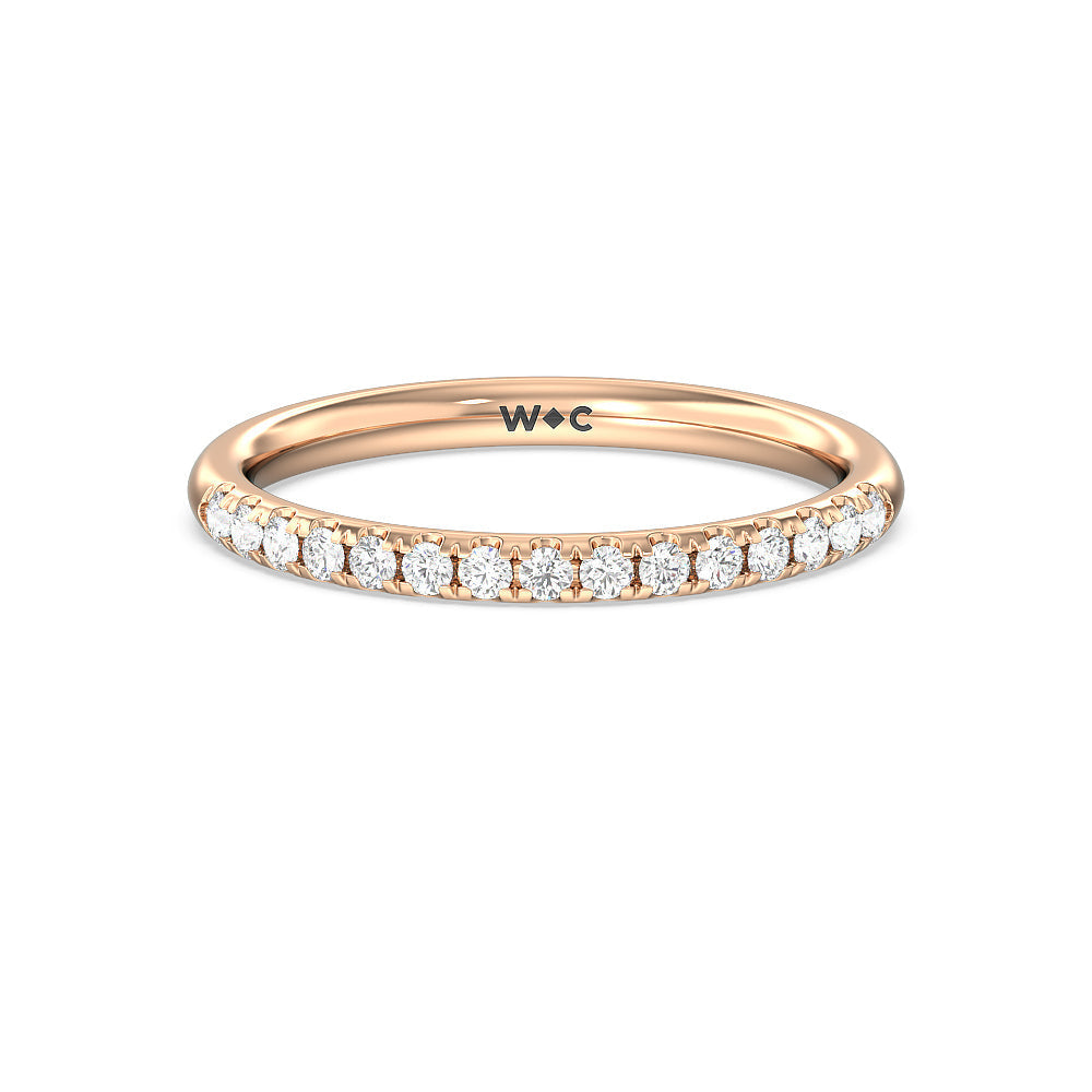 Classic Four Prong Petite Comfort Fit Solitaire Diamond Wedding Band (E+ VS+) with 18KT Rose Gold Cut Diamond in 14KT Rose Gold view 1
