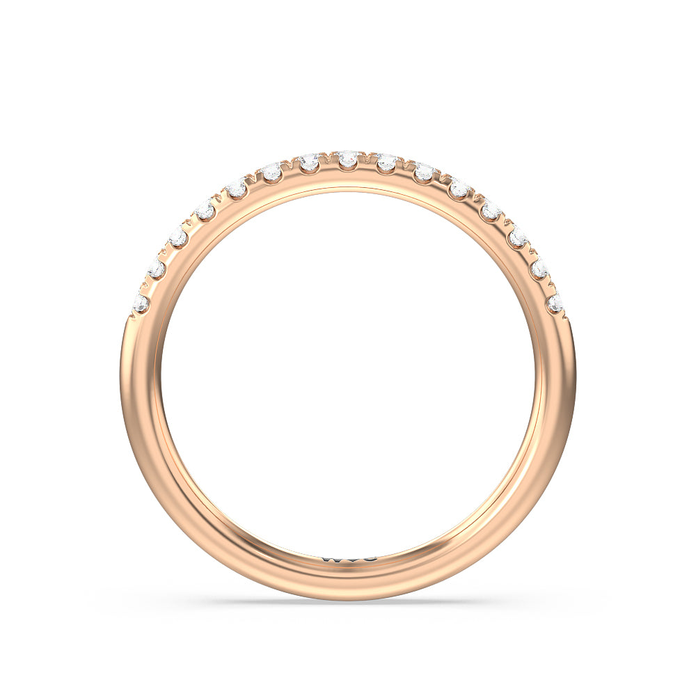 Classic Four Prong Petite Comfort Fit Solitaire Diamond Wedding Band with 18KT Rose Gold Cut Diamond in 14KT Rose Gold view 2
