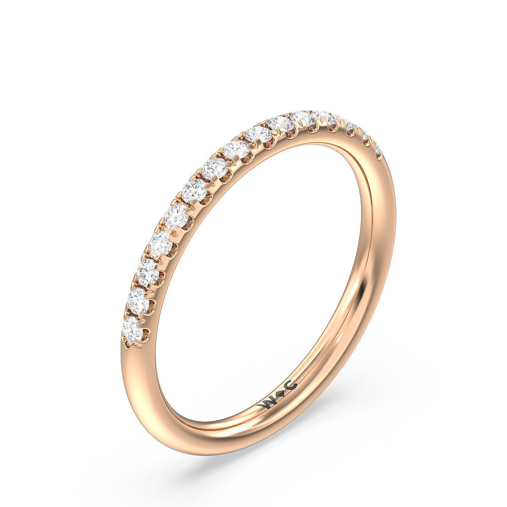 Classic Four Prong Petite Comfort Fit Solitaire Diamond Wedding Band with 18KT Rose Gold Cut Diamond in 14KT Rose Gold view 4
