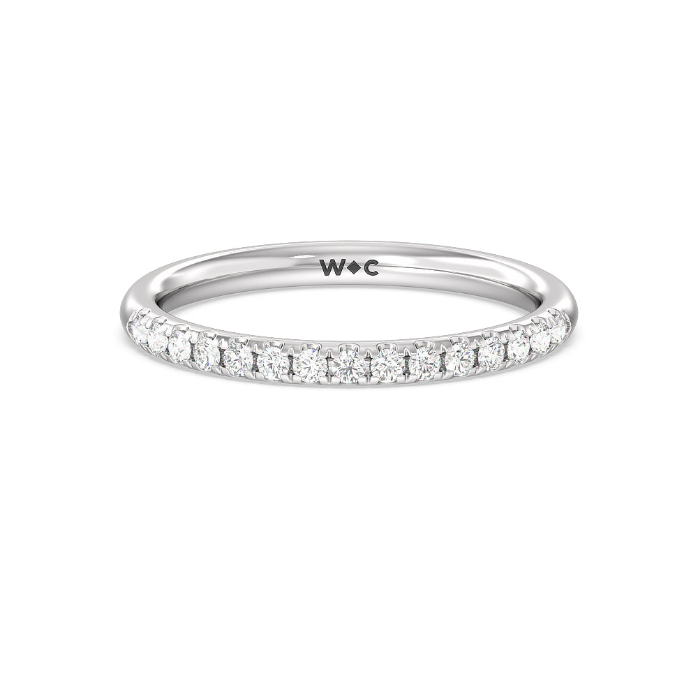 Classic Four Prong Petite Comfort Fit Solitaire Diamond Wedding Band (E+ VS+) with Platinum Cut Diamond in 14KT Platinum view 1
