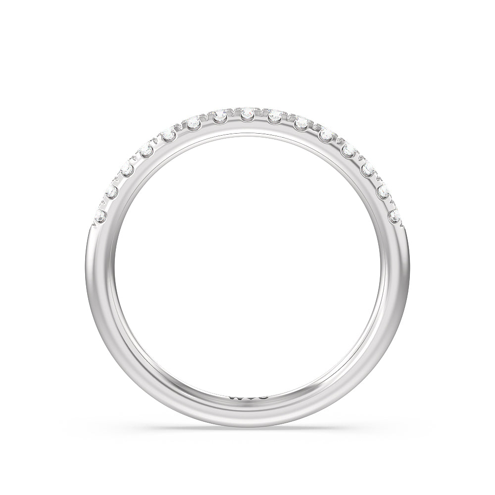 Classic Four Prong Petite Comfort Fit Solitaire Diamond Wedding Band with Platinum Cut Diamond in 14KT Platinum view 2

