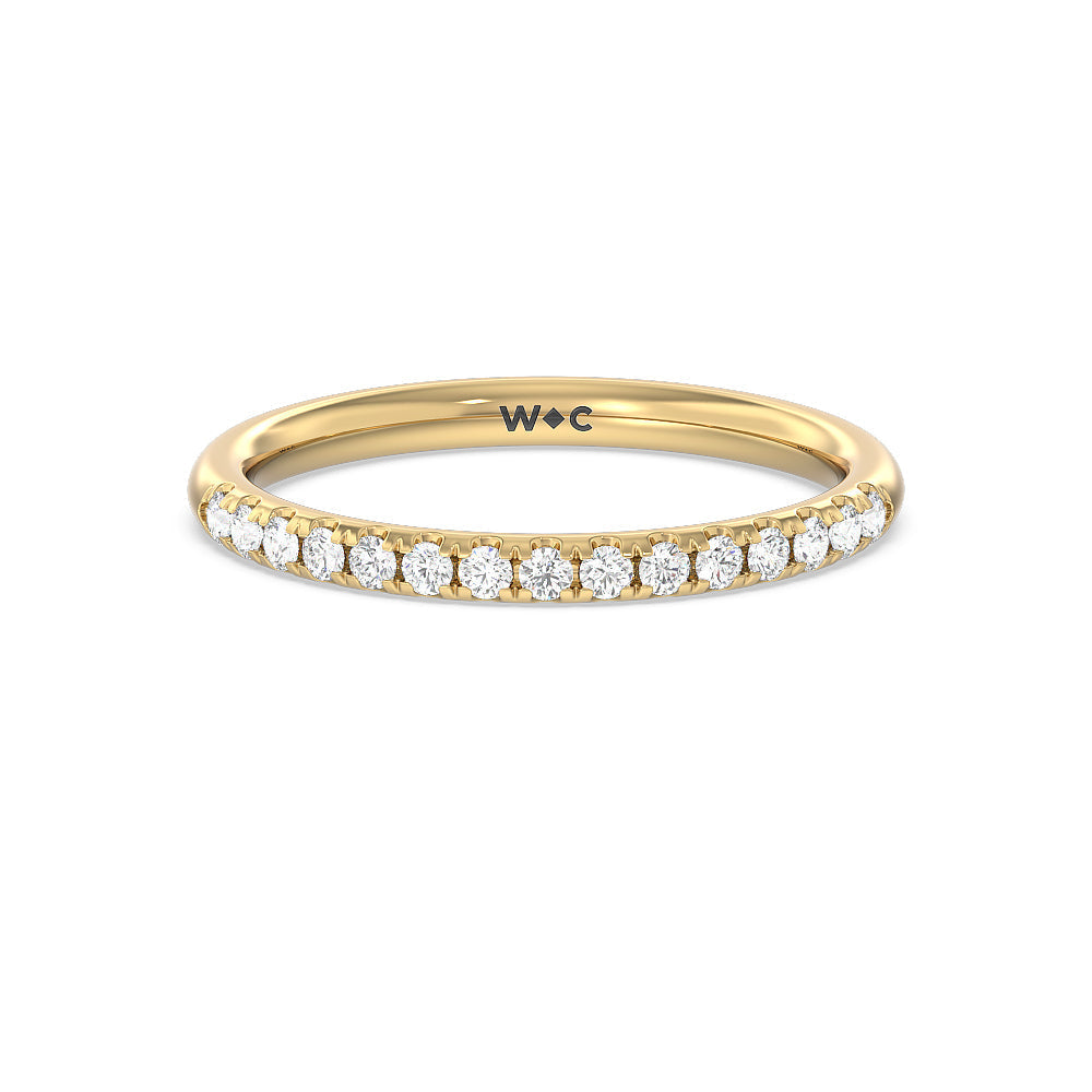 Classic Four Prong Petite Comfort Fit Solitaire Diamond Wedding Band (E+ VS+) with 18KT Yellow Gold Cut Diamond in 14KT Yellow Gold view 1
