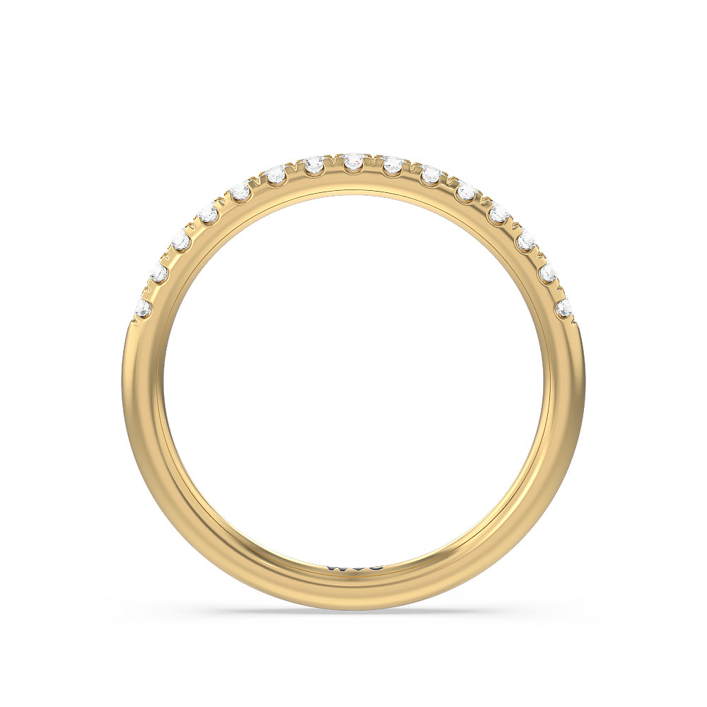 Classic Four Prong Petite Comfort Fit Solitaire Diamond Wedding Band (E+ VS+) with 18KT Yellow Gold Cut Diamond in 14KT Yellow Gold view 2
