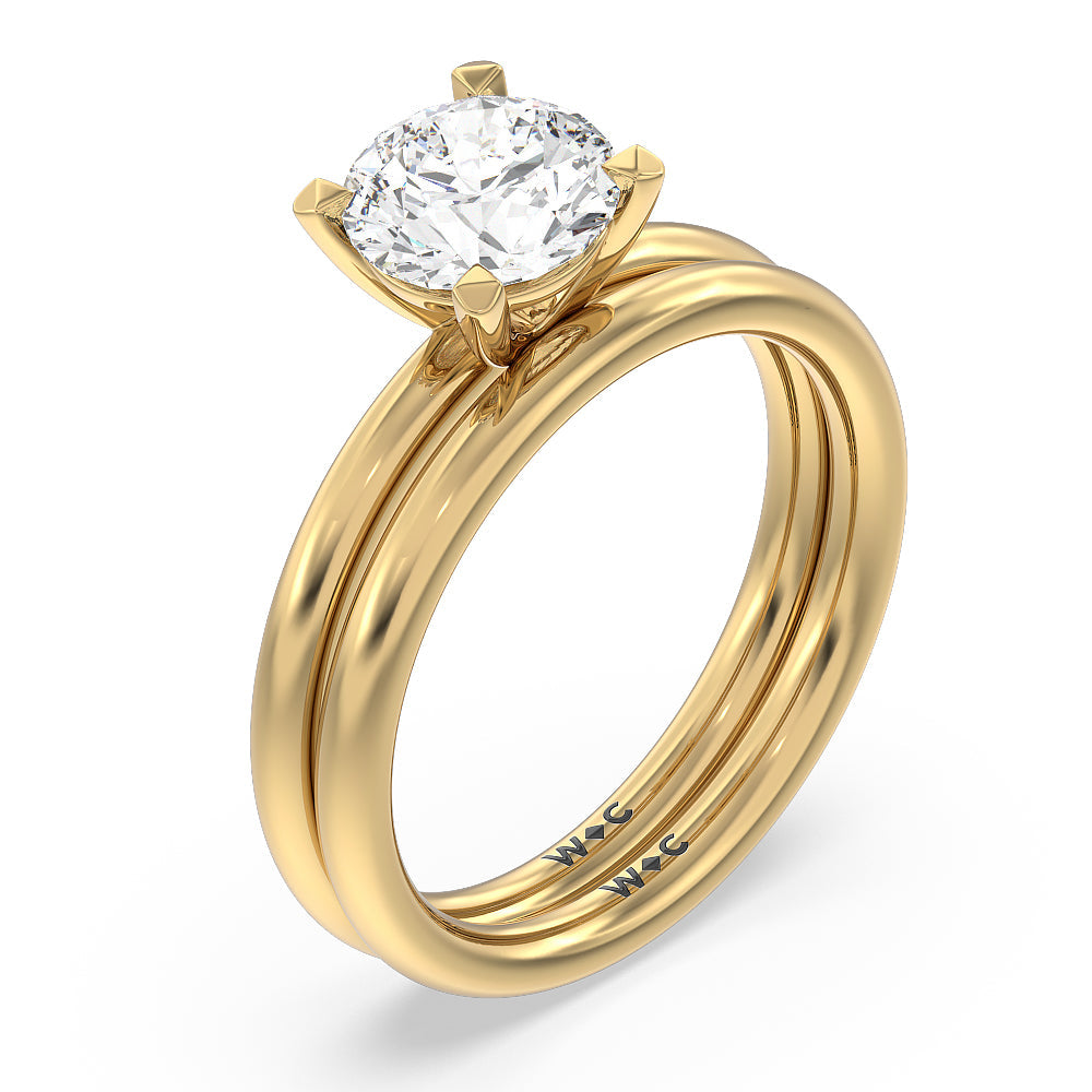1 1/2 cttw Round Cut Classic Four Prong Petite Comfort Fit Solitaire Engagement Ring with 1 1/2 Cut Diamond in 14KT Round view 4
