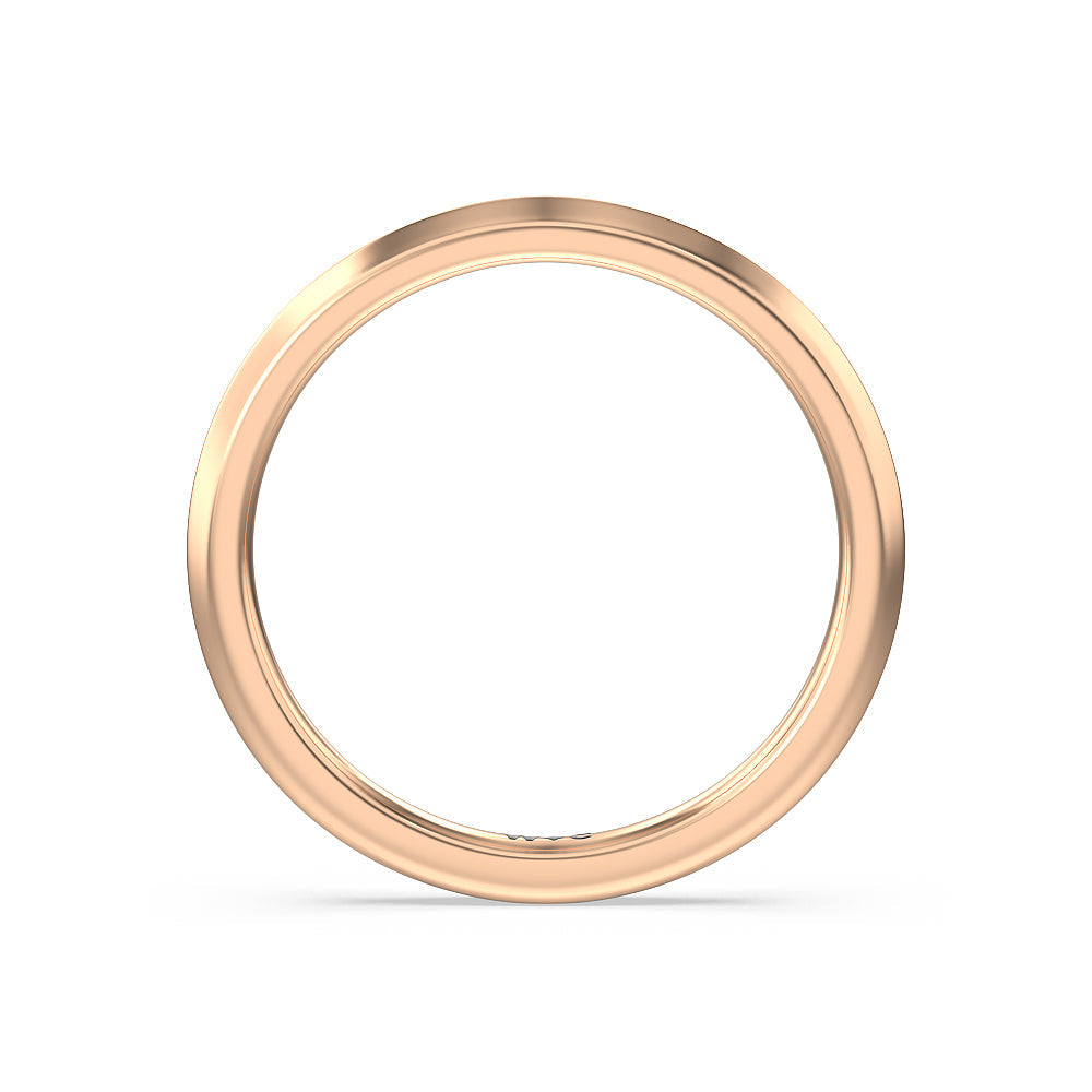 Knife Edge Shank Studded Kite Basket Solitaire Wedding Band with 18KT Rose Gold Cut Diamond in 14KT Rose Gold view 2
