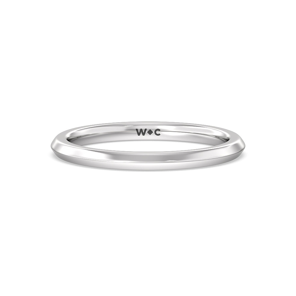 Knife Edge Shank Studded Kite Basket Solitaire Wedding Band with Platinum Cut Diamond in 14KT Platinum view 1
