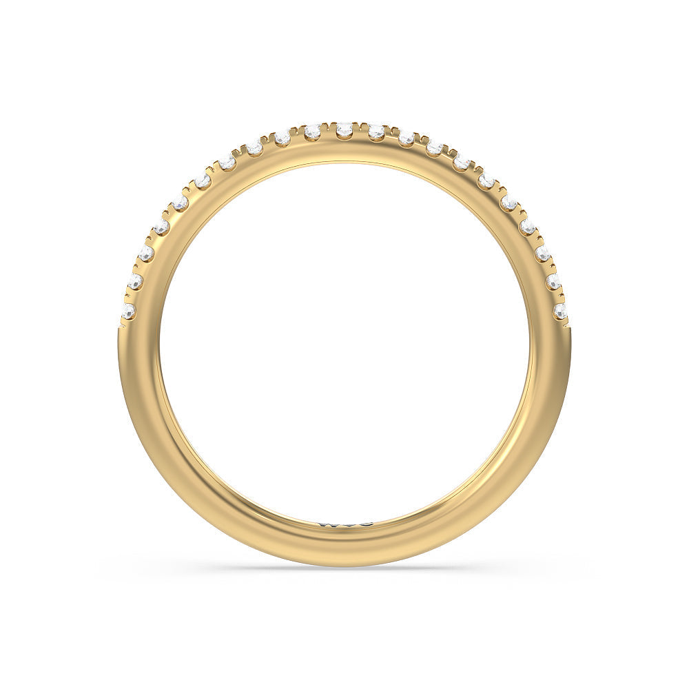 Delicate Pinched Cathedral Solitaire Diamond Wedding Band with 18KT Yellow Gold Cut Diamond in 14KT Yellow Gold view 2
