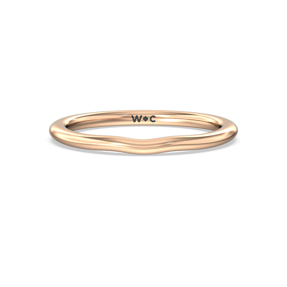 Delicate Pinched Cathedral Solitaire Wedding Band with 18KT Rose Gold Cut Diamond in 14KT Rose Gold view 1
