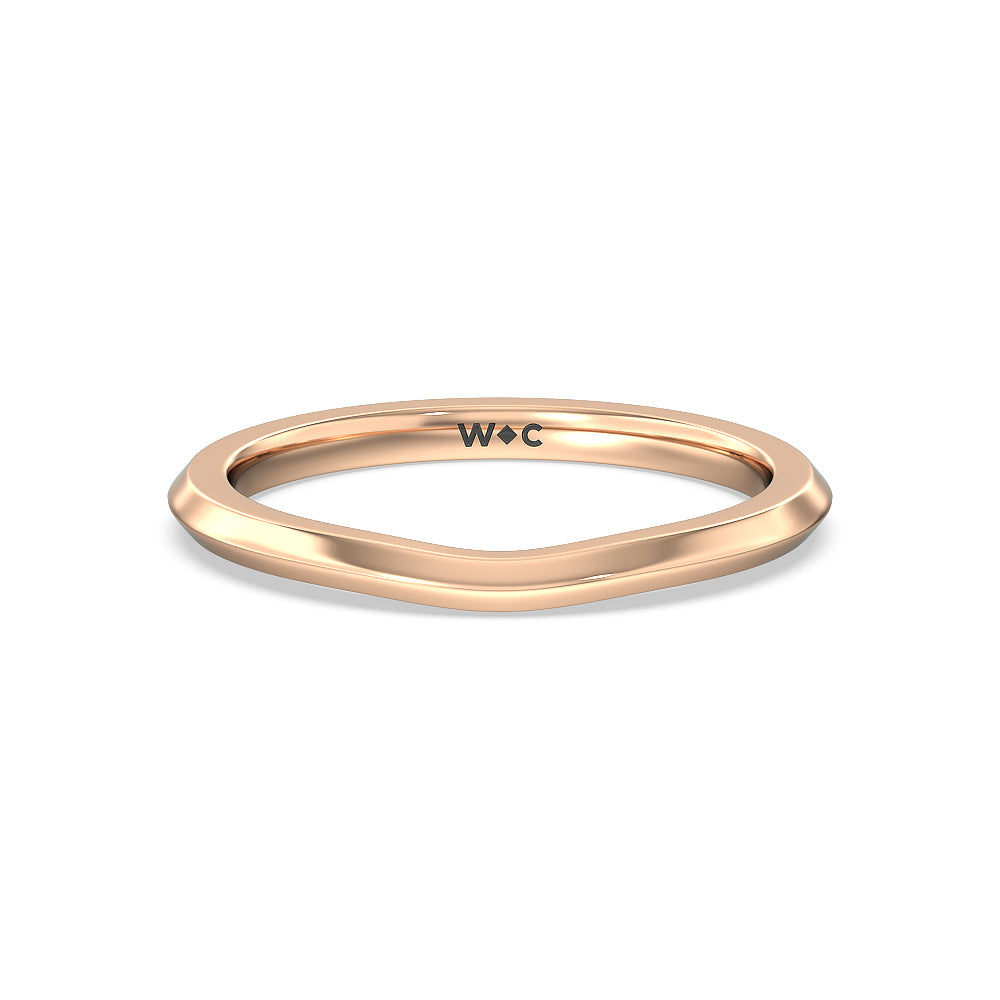 Knife Edge Side Stone Solitaire Wedding Band with 18KT Rose Gold Cut Diamond in 14KT Rose Gold view 1
