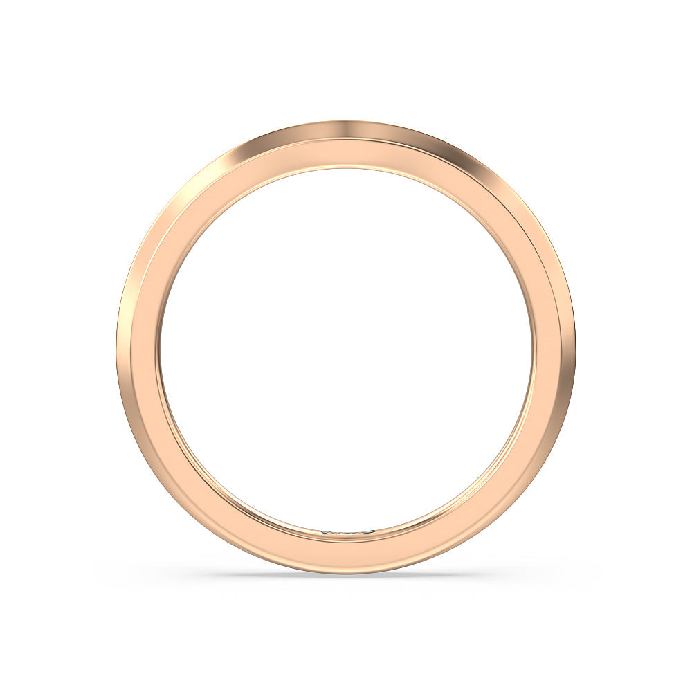 Knife Edge Side Stone Solitaire Wedding Band with 18KT Rose Gold Cut Diamond in 14KT Rose Gold view 2
