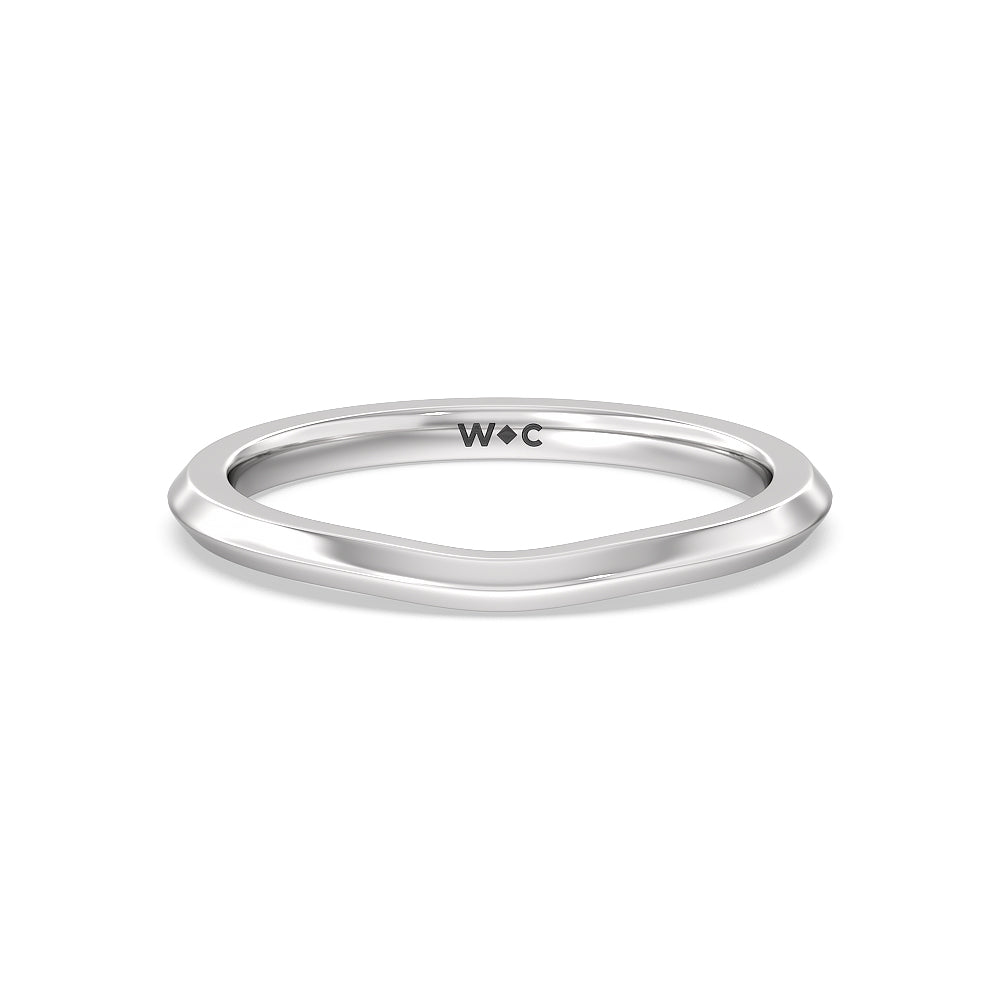 Knife Edge Side Stone Solitaire Wedding Band with Platinum Cut Diamond in 14KT Platinum view 1
