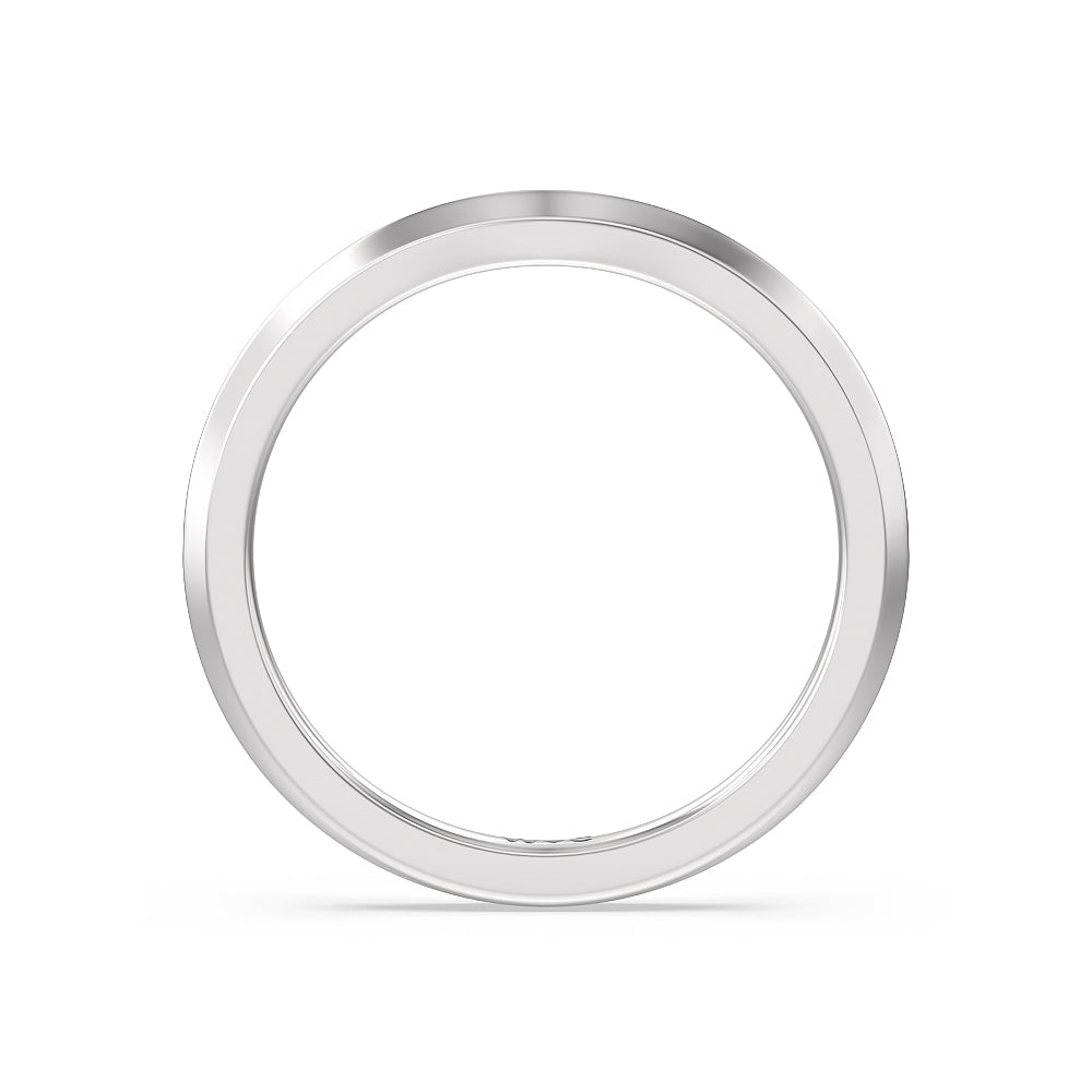 Knife Edge Side Stone Solitaire Wedding Band with Platinum Cut Diamond in 14KT Platinum view 2
