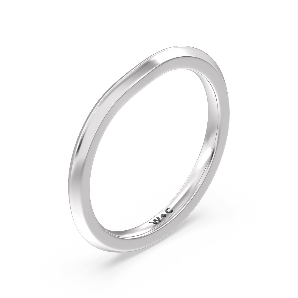 Knife Edge Side Stone Solitaire Wedding Band with Platinum Cut Diamond in 14KT Platinum view 4
