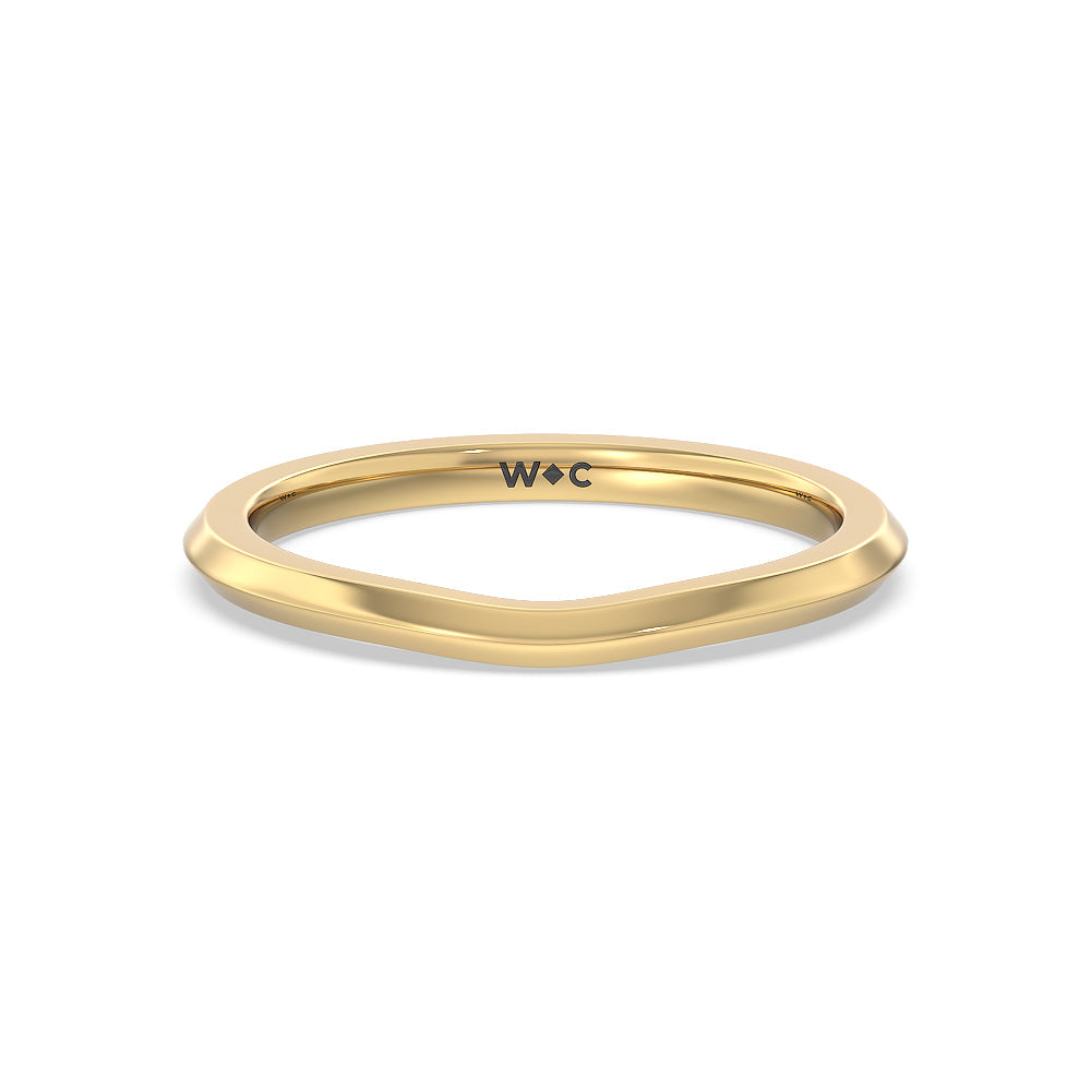 Knife Edge Side Stone Solitaire Wedding Band with 18KT Yellow Gold Cut Diamond in 14KT Yellow Gold view 1
