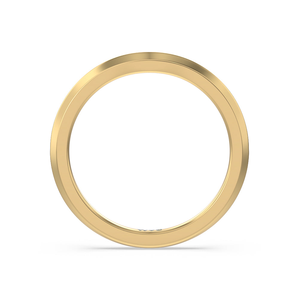 Knife Edge Side Stone Solitaire Wedding Band with 18KT Yellow Gold Cut Diamond in 14KT Yellow Gold view 2
