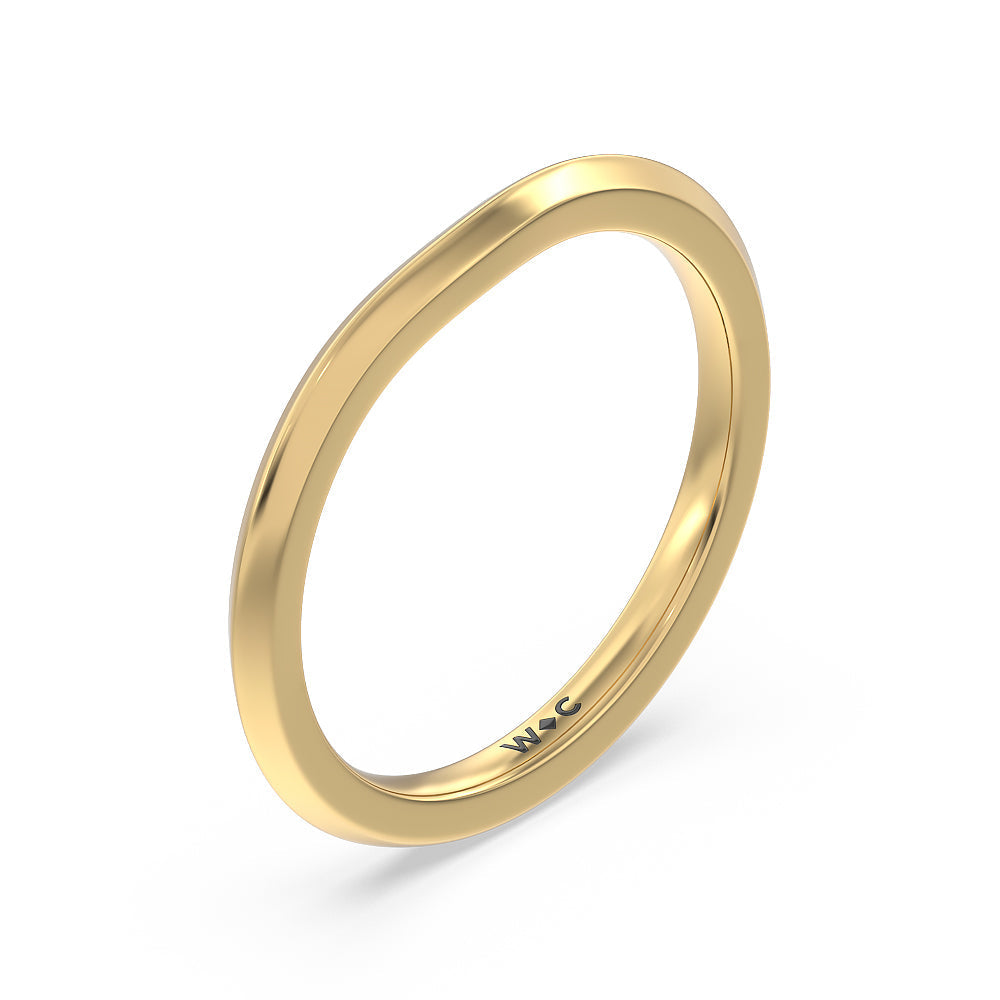 Knife Edge Side Stone Solitaire Wedding Band with 18KT Yellow Gold Cut Diamond in 14KT Yellow Gold view 4
