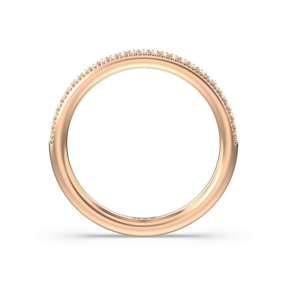 Kite Basket Four Prong Solitaire Diamond Wedding Band with 18KT Rose Gold Cut Diamond in 14KT Rose Gold view 2
