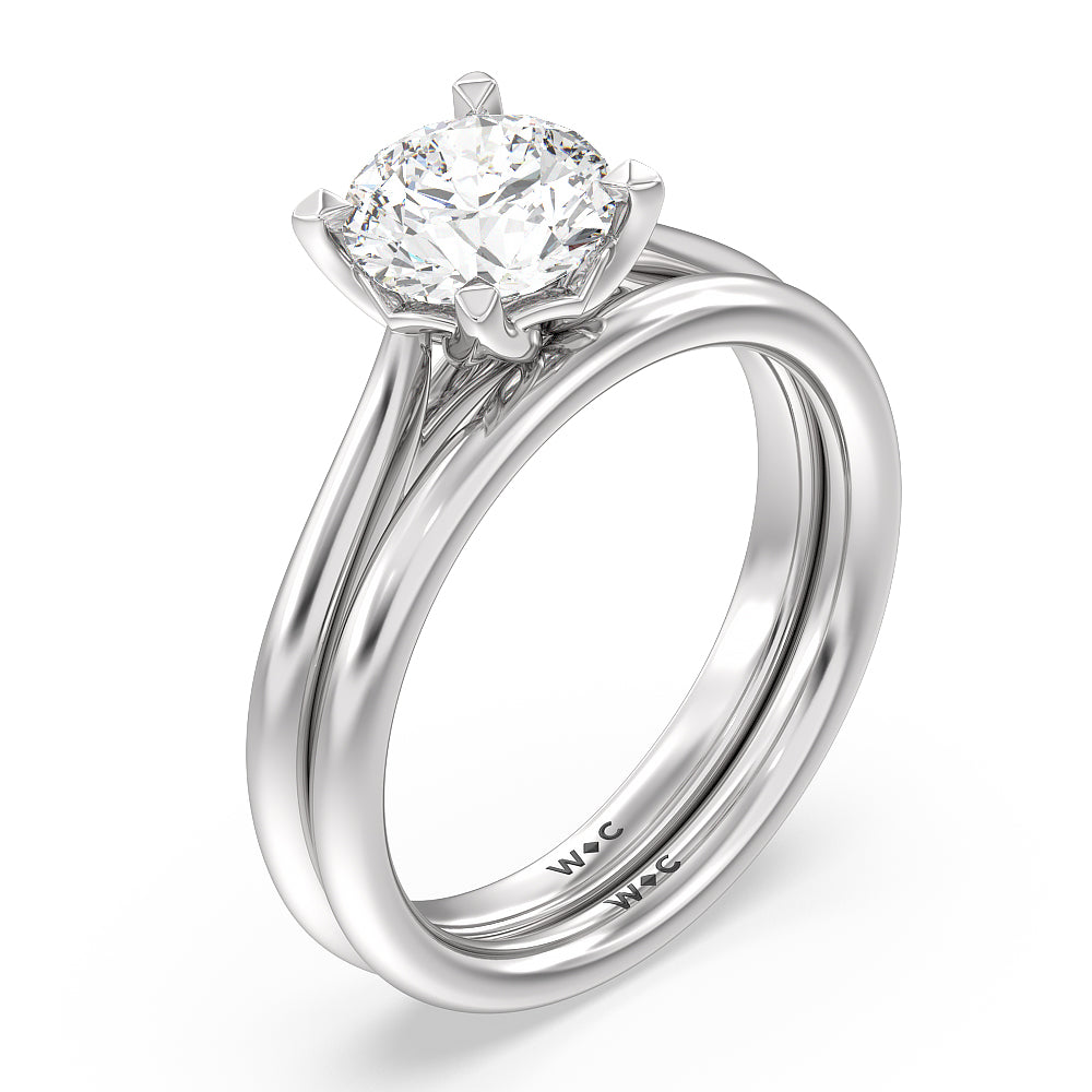 1 1/2 cttw Round Cut Tulip Basket Cathedral Classic Solitaire Engagement Ring with 1 1/2 Cut Diamond in 14KT Round view 4
