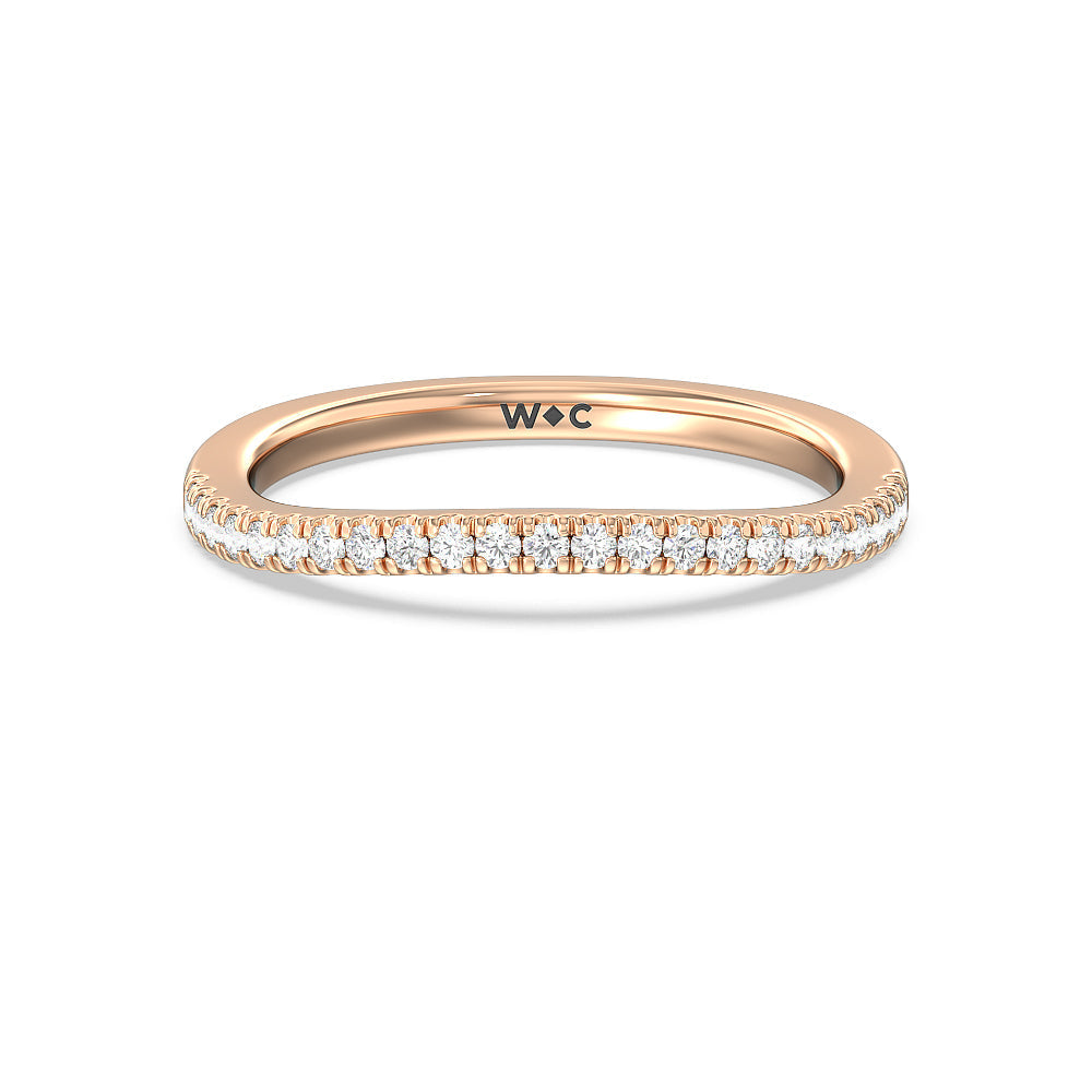 Modern Crossover Solitaire Studded Diamond Wedding Band with 18KT Rose Gold Cut Diamond in 14KT Rose Gold view 1
