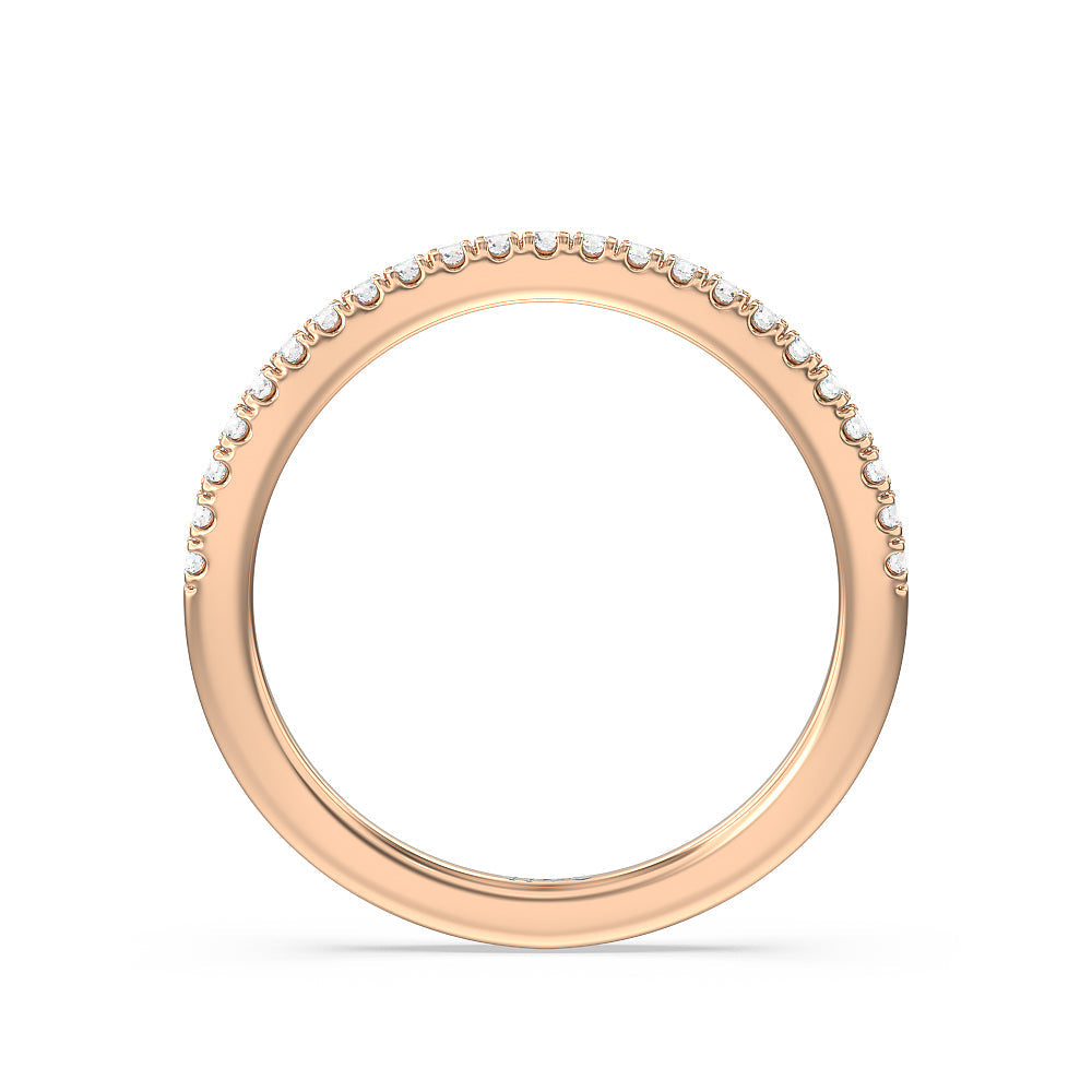 Modern Crossover Solitaire Studded Diamond Wedding Band with 18KT Rose Gold Cut Diamond in 14KT Rose Gold view 2
