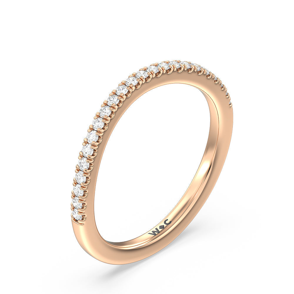 Modern Crossover Solitaire Studded Diamond Wedding Band with 18KT Rose Gold Cut Diamond in 14KT Rose Gold view 4
