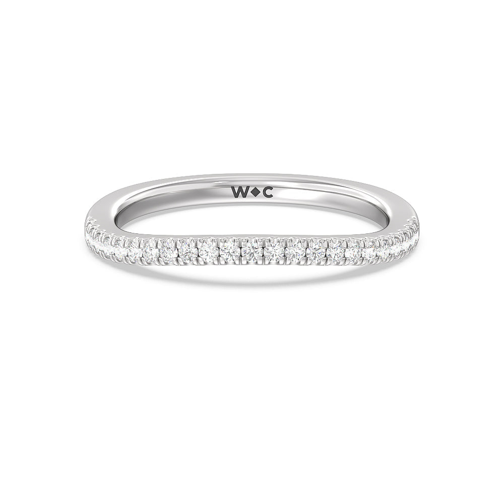 Modern Crossover Solitaire Studded Diamond Wedding Band with Platinum Cut Diamond in 14KT Platinum view 1
