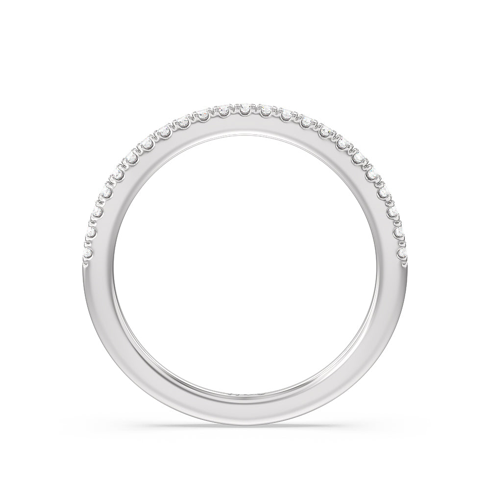Modern Crossover Solitaire Studded Diamond Wedding Band with Platinum Cut Diamond in 14KT Platinum view 2
