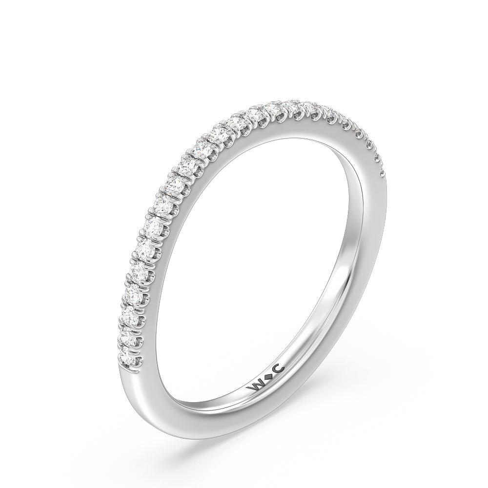 Modern Crossover Solitaire Studded Diamond Wedding Band with Platinum Cut Diamond in 14KT Platinum view 4
